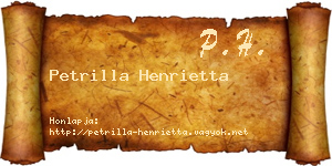 Petrilla Henrietta névjegykártya